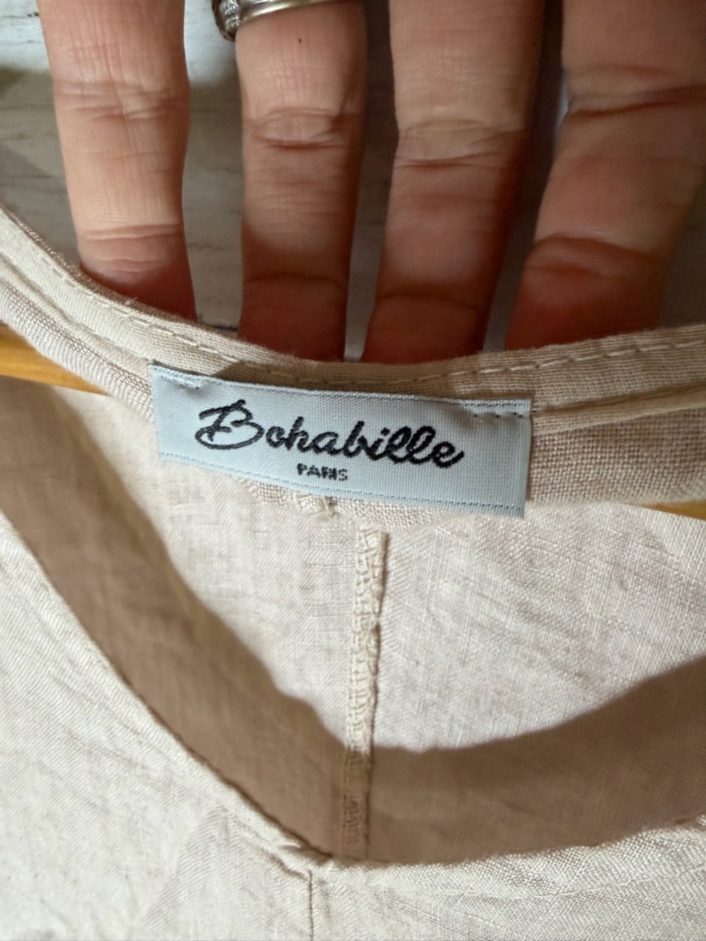 Bohabille Linen Dress Beige Italian Lagenlook Bubble Hem Midi Boho - Picture 4 of 6